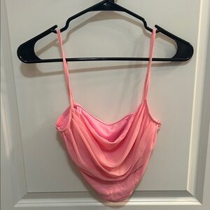 SHEIN Pink Draped Tank Top with Adjustable Straps
